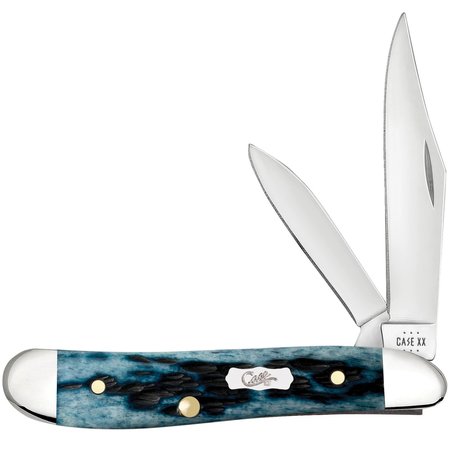 Case Cutlery Knife, Case Pocket Worn Mediterranean Blue Bone Peanut 51858
